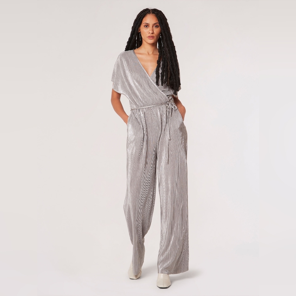 Plisse Silver Jumpsuit